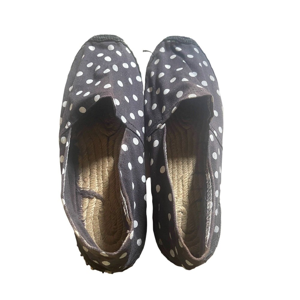 Cosido A Mano Blk White  Canvas Espadrilles Women's 41 EU Flats Shoes Spain READ